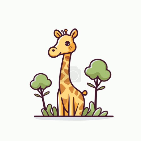 Téléchargez les illustrations : Jolie girafe de dessin animé. Illustration vectorielle d'une girafe dans un style plat. - en licence libre de droit