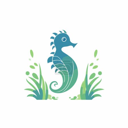 Téléchargez les illustrations : Modèle vectoriel de logo hippocampe. Logotype animal de la vie marine. - en licence libre de droit