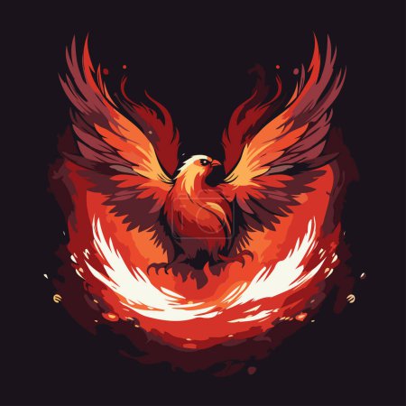 Ilustración de Ilustración vectorial de un águila voladora con un fuego en su pico - Imagen libre de derechos