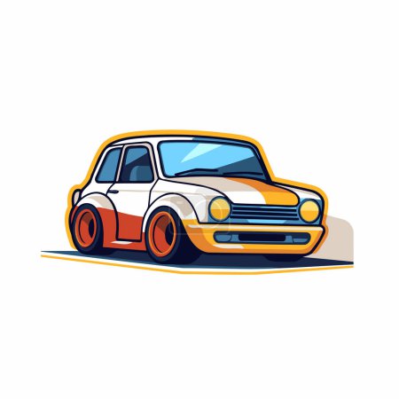 Téléchargez les illustrations : Icône de voiture rétro. Illustration vectorielle en style dessin animé isolé sur fond blanc. - en licence libre de droit