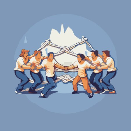 Ilustración de Concepto de trabajo en equipo. Ilustración vectorial de un grupo de personas que trabajan juntas en equipo. - Imagen libre de derechos