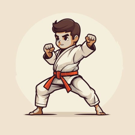 Ilustración de Caricatura hombre karate. Ilustración vectorial de un joven karate. - Imagen libre de derechos