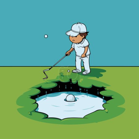 Illustration for Golfer on golf course. Vector illustration. Eps 10. - Royalty Free Image