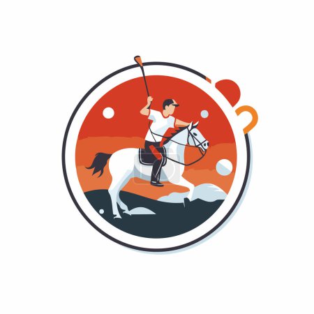 Ilustración de Ilustración de un jinete montando un caballo visto desde el lado del círculo interior hecho en estilo retro. - Imagen libre de derechos