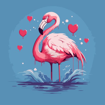 Illustration for Pink flamingo in love. Vector illustration of a flamingo. - Royalty Free Image