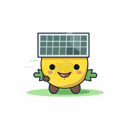 Illustration for Cute solar panel character. Isolated on white background. Vector illustration. - Royalty Free Image