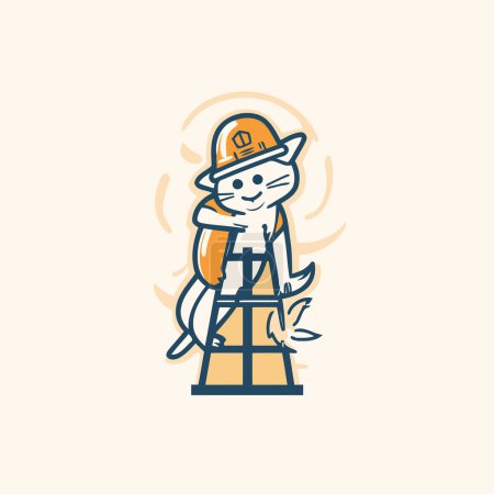 Illustration for Vector illustration of a cartoon fisherman in a hat and with a fishing rod - Royalty Free Image