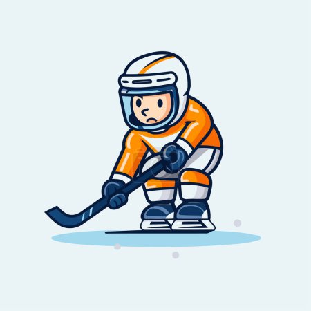 Illustration for Hockey player cartoon character vector illustration. Ice hockey player mascot. - Royalty Free Image