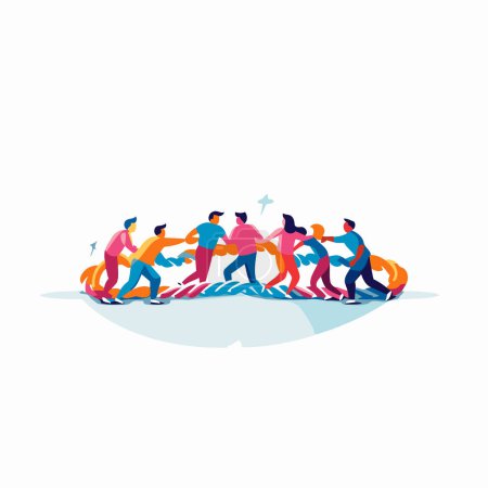 Illustration for Teamwork concept. Group of people working together. Vector illustration. - Royalty Free Image