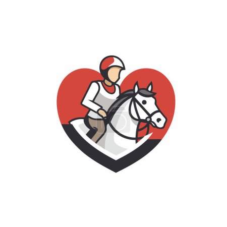 Téléchargez les illustrations : Modèle de conception de logo de course de chevaux. icône du sport équestre. - en licence libre de droit