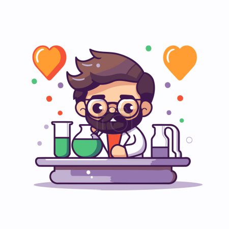 Illustration for Scientist Cartoon Character. Vector Illustration. Flat Design Style. - Royalty Free Image