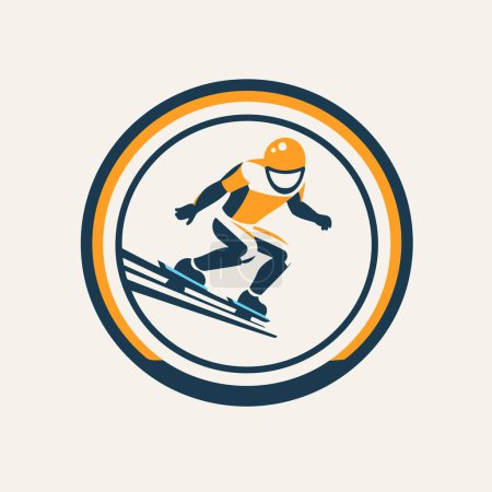 Illustration for Snowboarder logo. emblem or badge. vector illustration in flat style - Royalty Free Image