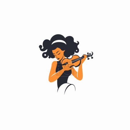 Téléchargez les illustrations : Femme jouant de l'illustration vectorielle de violon. Isolé sur fond blanc. - en licence libre de droit