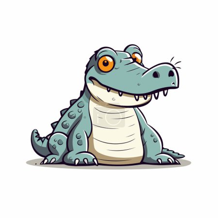 Téléchargez les illustrations : Crocodile de bande dessinée. Illustration vectorielle d'un crocodile mignon. - en licence libre de droit