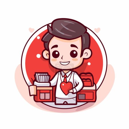 Illustration for Cute Cartoon Doctor Vector Illustration. Health care and medical concept - Royalty Free Image