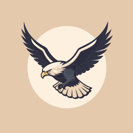 Illustration for Eagle logo template. Vector illustration of a flying eagle in a circle. - Royalty Free Image