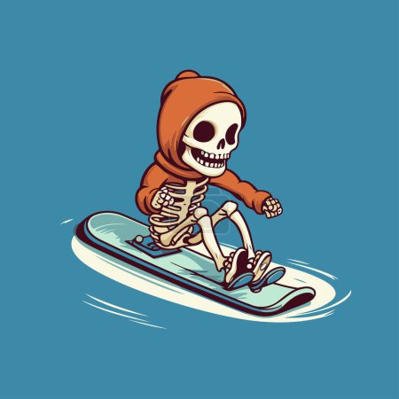 Téléchargez les illustrations : Skull surf sur une planche de surf. Illustration vectorielle. Eps 10 - en licence libre de droit