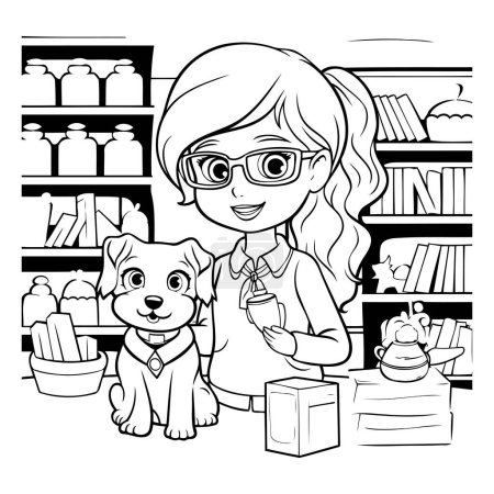 Illustration for Girl with dog cartoon design. pet shop nature and fauna theme Vector illustration - Royalty Free Image