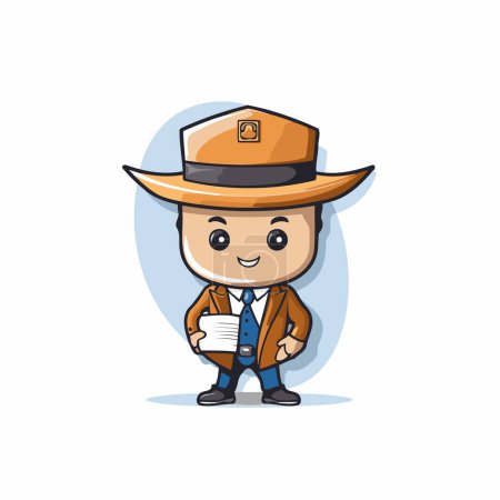 Illustration for Cute detective character design. Vector illustration isolated on white background. - Royalty Free Image