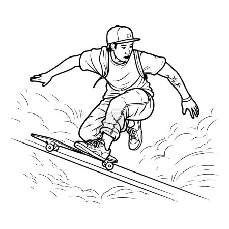 Illustration for Skateboarder jumping. sketch for your design. Vector illustration - Royalty Free Image