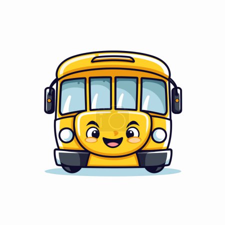 Téléchargez les illustrations : Mignon personnage de bus scolaire. Illustration vectorielle isolée sur fond blanc. - en licence libre de droit