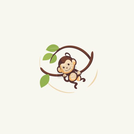 Illustration for Cute monkey logo. Vector illustration of a cute monkey vector logo. - Royalty Free Image