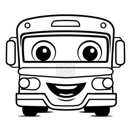 Illustration for Black and White Cartoon Illustration of Funny School Bus Character for Coloring Book - Royalty Free Image