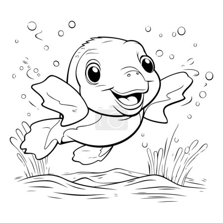Ilustración de Lindo pez de dibujos animados saltando del agua. Ilustración vectorial. - Imagen libre de derechos