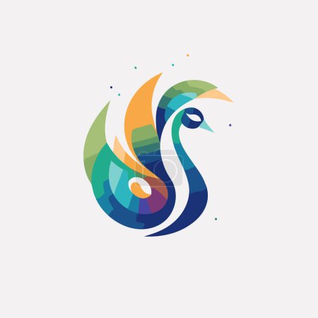 Illustration for Swan logo design template. Swan vector icon. Abstract swan symbol. - Royalty Free Image
