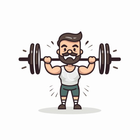 Illustration for Fitness Man Weight Lifting Barbell Cartoon Vector Illustration. - Royalty Free Image