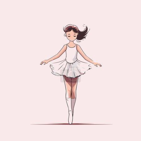 Ballerina in a white tutu and pointe. Vector illustration.
