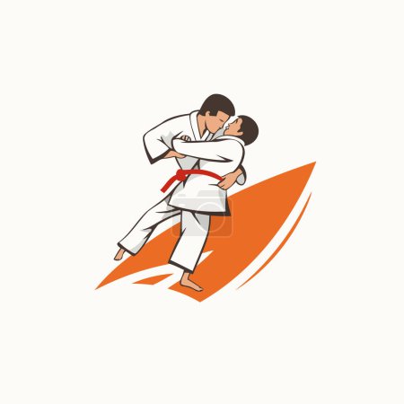 Illustration for Taekwondo icon. Vector illustration of a karate fighter. - Royalty Free Image