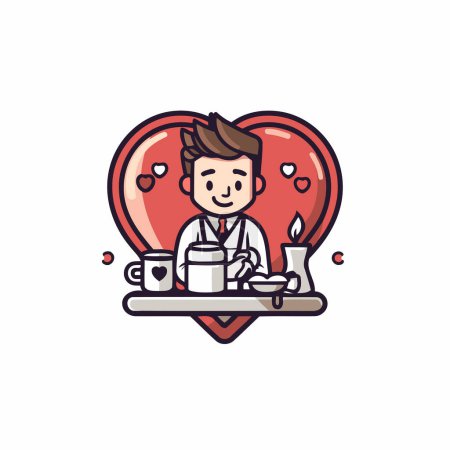 Illustration for Coffee shop line icon. vector illustration. Flat design style - Royalty Free Image