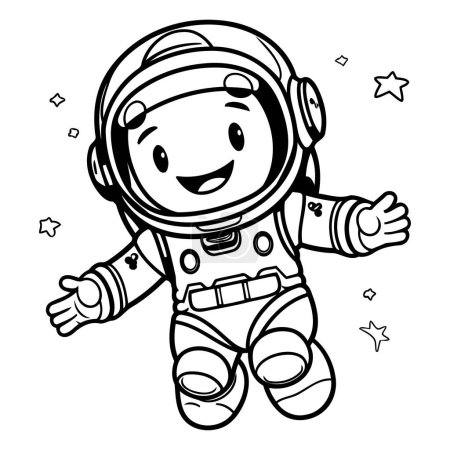 Illustration for Coloring book for children: astronaut in space suit. Vector illustration. - Royalty Free Image