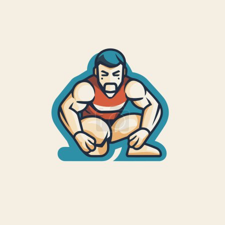 Téléchargez les illustrations : Illustration vectorielle d'un homme fort en vêtements de sport. athlète. Concept de bodybuilding. - en licence libre de droit