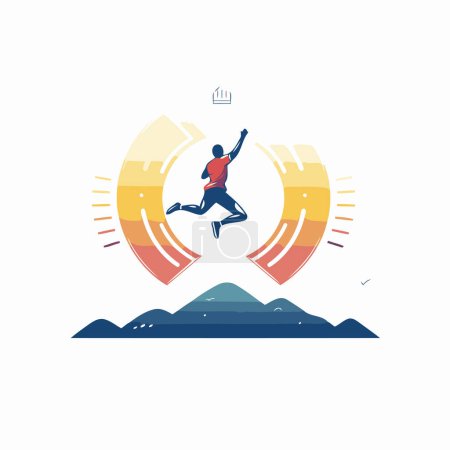 Illustration for Running man. Flat vector illustration. Sport and healthy lifestyle concept. - Royalty Free Image