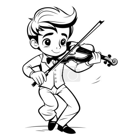 Téléchargez les illustrations : Joli garçon jouant du violon. Illustration vectorielle pour votre design. - en licence libre de droit
