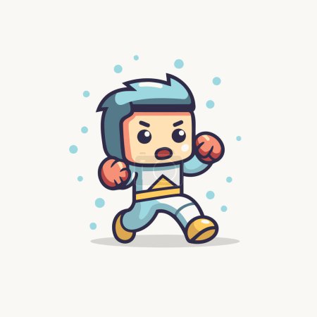 Illustration for Cute Boy Boxing Cartoon Mascot Character Design Vector Illustration - Royalty Free Image