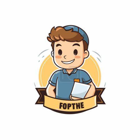 Illustration for Cartoon character of a boy in a blue polo shirt. Vector illustration - Royalty Free Image