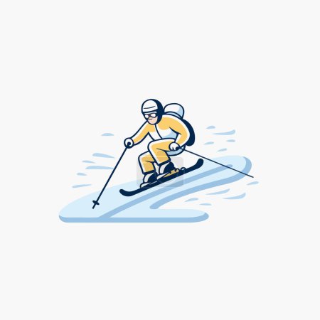 Illustration for Skiing icon. Winter sport. Vector illustration in flat style - Royalty Free Image