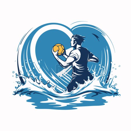 Illustration for Soccer player with ball in the water. Vector illustration on white background. - Royalty Free Image