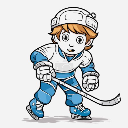 Illustration for Cartoon ice hockey player. Vector illustration of a cartoon ice hockey player. - Royalty Free Image