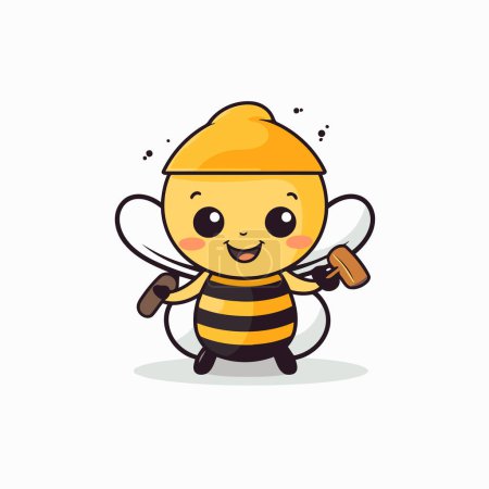 Illustration for Cute Bee Cartoon Mascot Character Vector Design Illustration. - Royalty Free Image