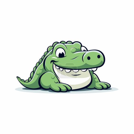 Illustration for Cute cartoon crocodile. Vector illustration isolated on white background. - Royalty Free Image