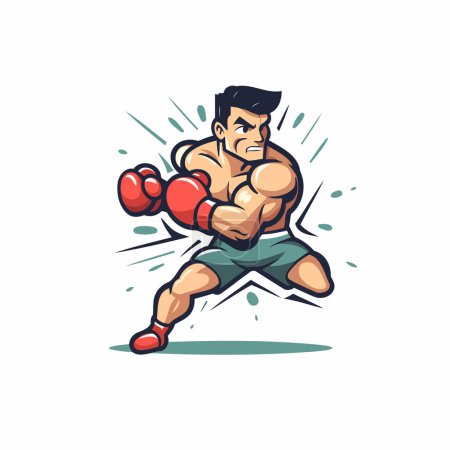 Téléchargez les illustrations : Illustration vectorielle Boxer. isolé sur fond blanc. Cartoon style. - en licence libre de droit