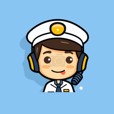 Cute Cartoon Sailor Boy personaje Vector Ilustración. Lindo marinero chico carácter