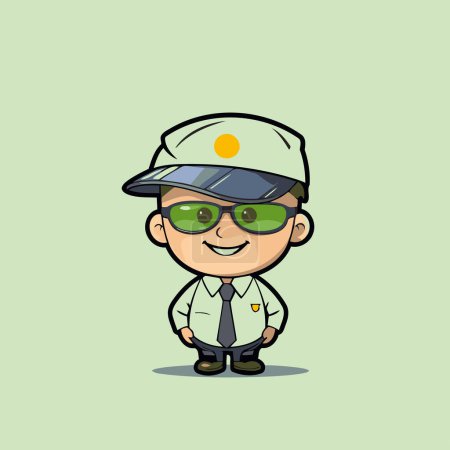 Illustration for Cute Cartoon Policeman Mascot Character Design Vector Illustration - Royalty Free Image