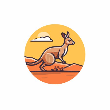 Illustration for Kangaroo logo template. Vector illustration of a kangaroo. - Royalty Free Image