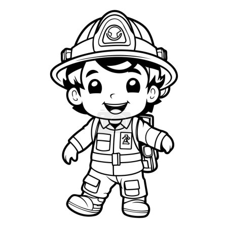 Ilustración de Personaje de mascota de dibujos animados bombero Vector Ilustración para colorear libro - Imagen libre de derechos