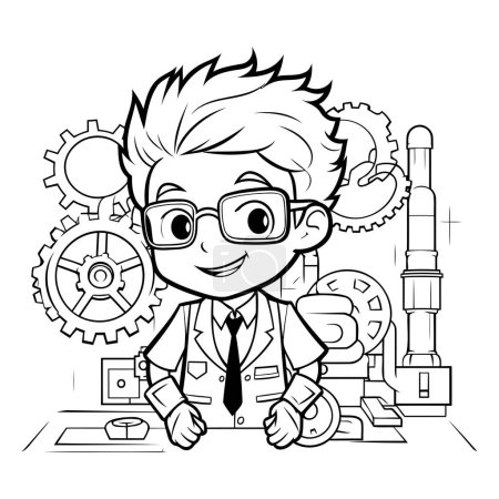 Illustration for Black and White Cartoon Illustration of Businessman or Engineer Character for Coloring Book - Royalty Free Image